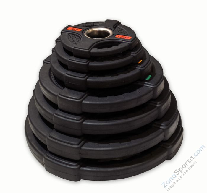 Диск олимпийский обрезиненный черный с двумя хватами Original FitTools FT-2HGP-1,25 1,25 кг Диск олимпийский обрезиненный черный с двумя хватами Original FitTools FT-2HGP-1,25 1,25 кг