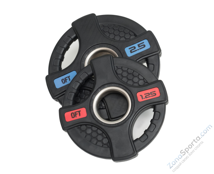 Диск олимпийский обрезиненный черный с двумя хватами Original FitTools FT-2HGP-1,25 1,25 кг Диск олимпийский обрезиненный черный с двумя хватами Original FitTools FT-2HGP-1,25 1,25 кг