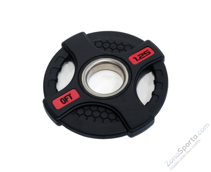 Диск олимпийский обрезиненный черный с двумя хватами Original FitTools FT-2HGP-1,25 1,25 кг Диск олимпийский обрезиненный черный с двумя хватами Original FitTools FT-2HGP-1,25 1,25 кг