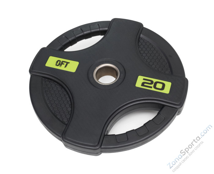 Диск олимпийский обрезиненный черный с двумя хватами Original FitTools FT-2HGP-20 20 кг Диск олимпийский обрезиненный черный с двумя хватами Original FitTools FT-2HGP-20 20 кг