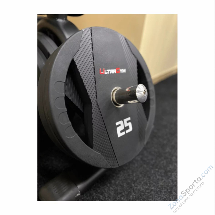 Диск полиуретановый с двумя хватами UltraGym UG2030С 5 кг  Диск полиуретановый с двумя хватами UltraGym UG2030С 5 кг