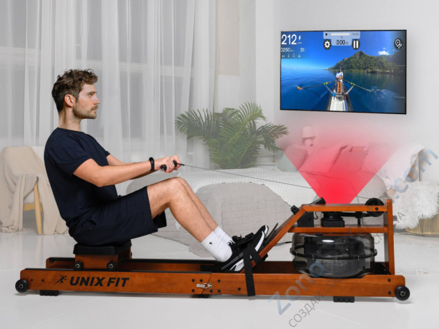 Гребной тренажер Unix Fit Wood Rower Dark Гребной тренажер Unix Fit Wood Rower Dark