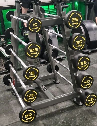 Комплект полиуретановых фиксированных штанг 10-45 кг со стойкой  Fitex FTX-414.1 Комплект полиуретановых фиксированных штанг 10-45 кг со стойкой  Fitex FTX-414.1