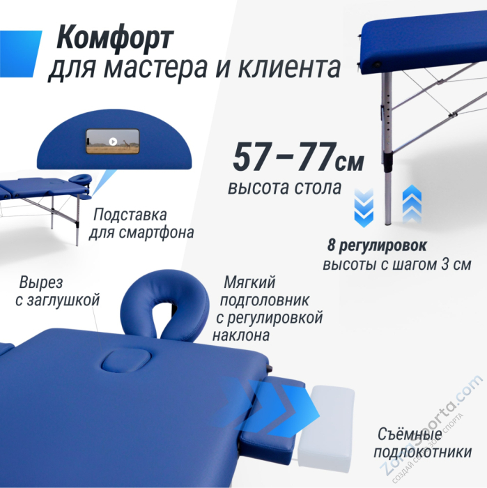 Массажный стол Unix Master 2 Section Blue Массажный стол Unix Master 2 Section Blue