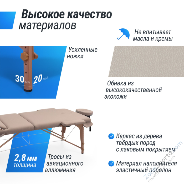 Массажный стол Unix Serenity 3 Section Grey Массажный стол Unix Serenity 3 Section Grey