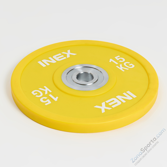 Олимпийский диск в уретане INEX PU Bumper Plate 15 кг Олимпийский диск в уретане INEX PU Bumper Plate 15 кг
