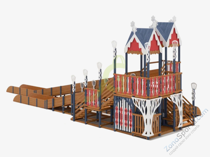 Зимняя деревянная горка IgraGrad Snow Fox 19 с тремя скатами Зимняя деревянная горка IgraGrad Snow Fox 19 с тремя скатами