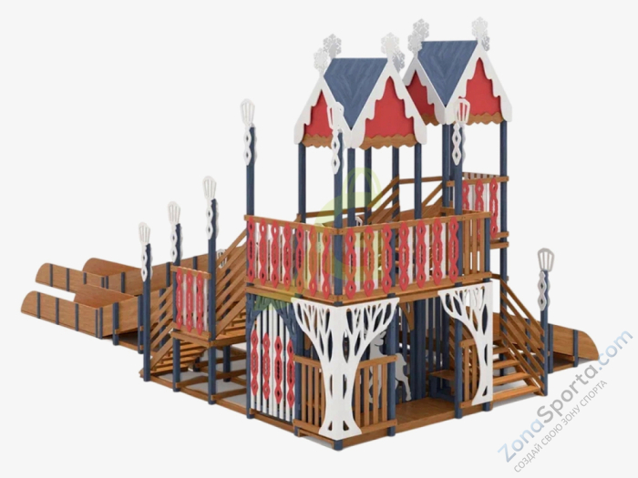 Зимняя деревянная горка IgraGrad Snow Fox 19 с тремя скатами Зимняя деревянная горка IgraGrad Snow Fox 19 с тремя скатами