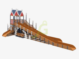 Зимняя деревянная горка IgraGrad Snow Fox 19 с тремя скатами