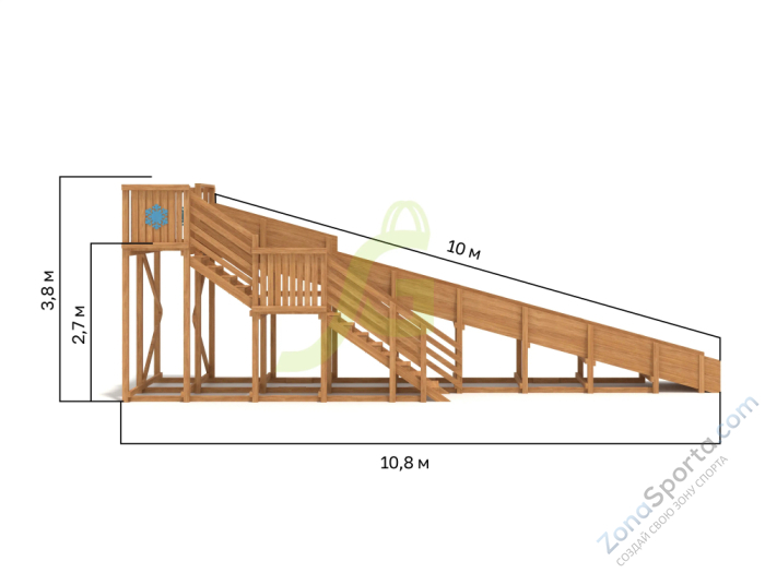 Зимняя деревянная горка IgraGrad Snow Fox скат 10м Зимняя деревянная горка IgraGrad Snow Fox скат 10м