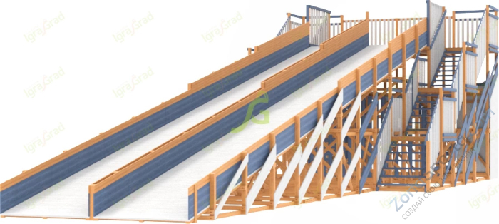 Зимняя деревянная горка IgraGrad Snow Fox скат 18 м мод.2 Зимняя деревянная горка IgraGrad Snow Fox скат 18 м мод.2