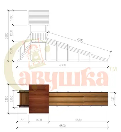 Зимняя заливная горка Савушка Зима Wood-5 скат 5 метров Зимняя заливная горка Савушка Зима Wood-5 скат 5 метров